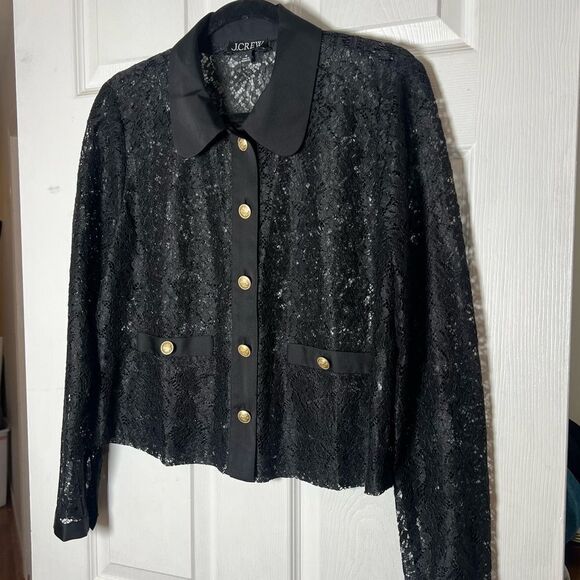 J. Crew Lady Shirt-Jacket in Lace Black - Picture 3 of 6
